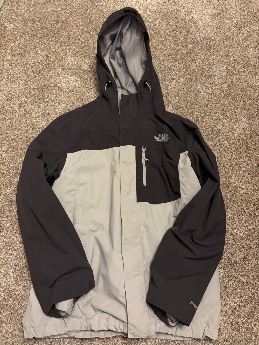 The North Face Men’s Two-Tone Hooded Winter Jacket - Dark Grey & Light Gray